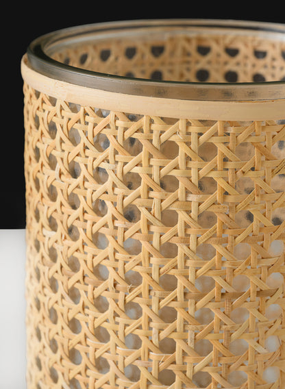 Indochine Cane Weaved Glass Cylinder Decor Jamali Garden