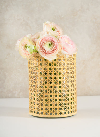 Indochine Cane Weaved Glass Cylinder Decor Jamali Garden