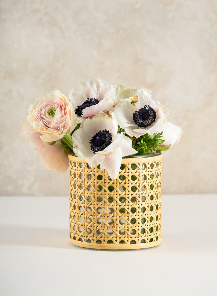 Indochine Cane Weaved Glass Cylinder Decor Jamali Garden