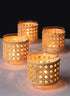 3.5in Tall Indochine Cane Weaved Glass Holder, Set of 4 Decor Jamali Garden