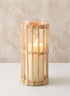 10in Tall Halong Cane Weaved Glass Cylinder Decor Jamali Garden