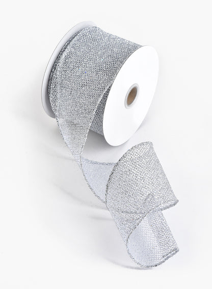 29ft White &amp; Silver Laser Glitter Grid Ribbon Decor Jamali Garden