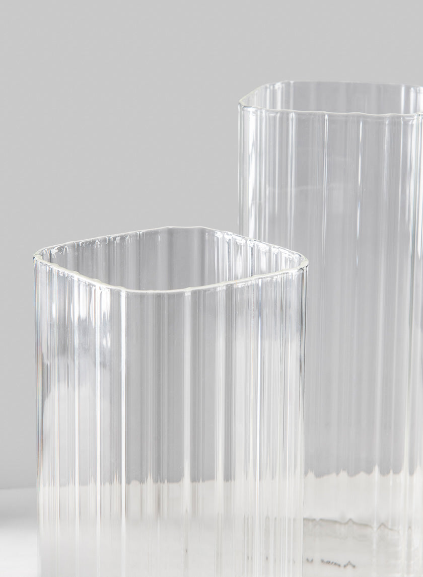 Vendome Rounded Square Ribbed Vase