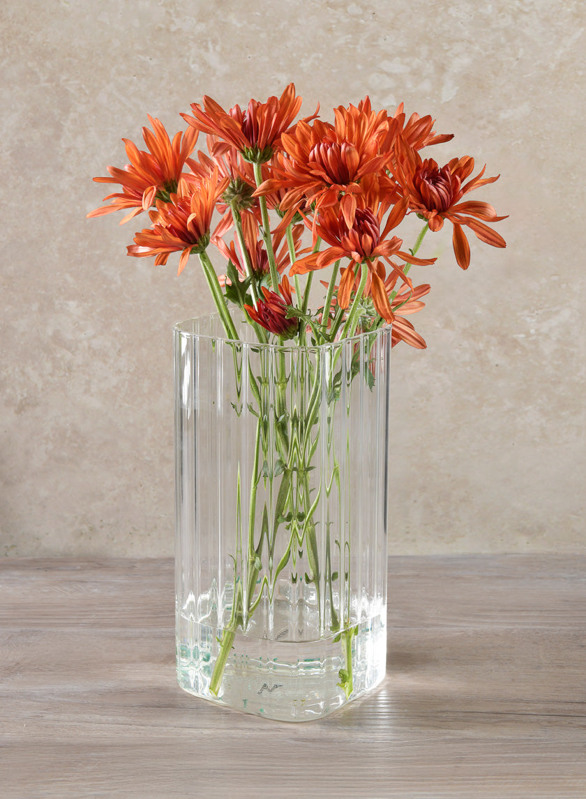 Vendome Rounded Square Ribbed Glass Vase