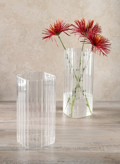 Vendome Rounded Square Ribbed Glass Vase