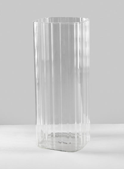 Vendome Rounded Square Ribbed Glass Vase