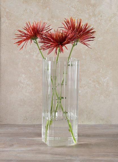 Vendome Rounded Square Ribbed Glass Vase