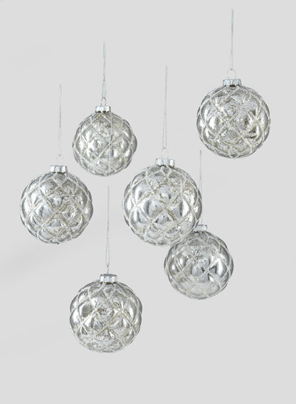 3in Round Blown Mercury Glass Ornament Ball, Set of 4 Decor Jamali Garden
