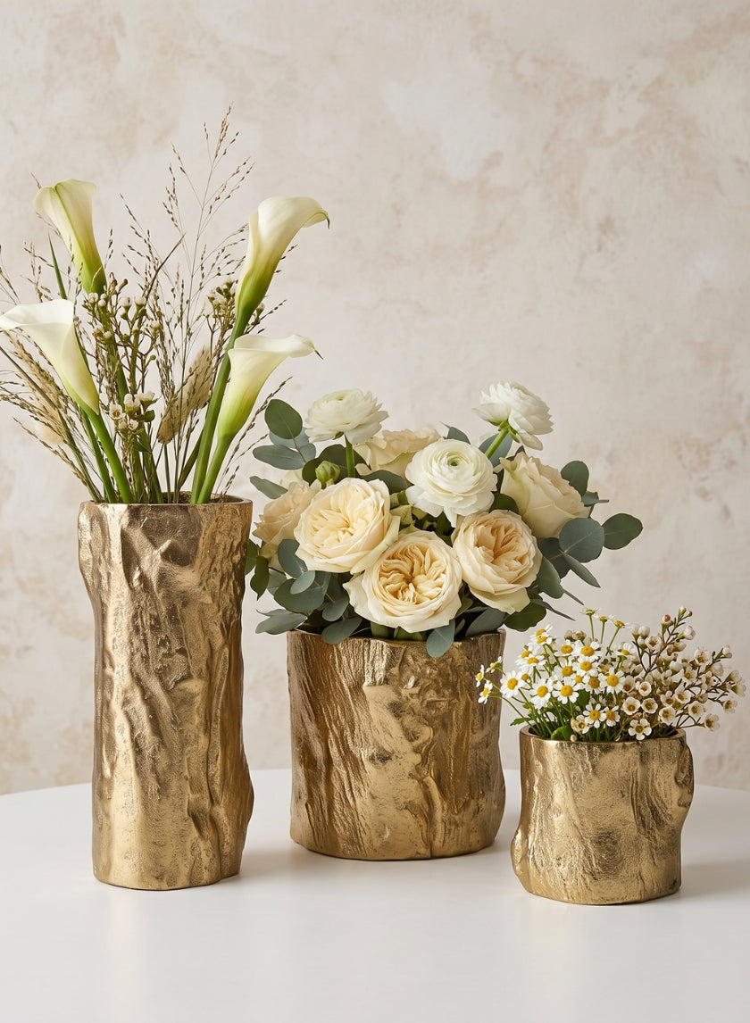 Boulogne Gold Birch Metal Vase Decor Jamali Garden