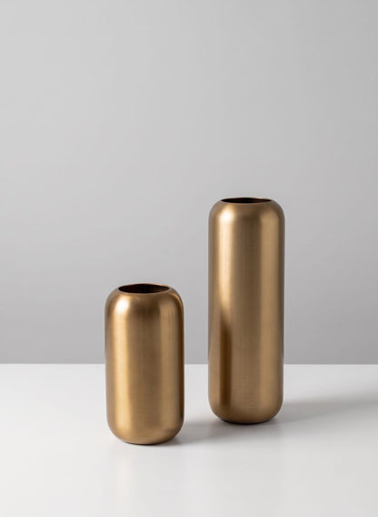 Bretagne Matte Gold Steel Capsule Vase Decor Jamali Garden