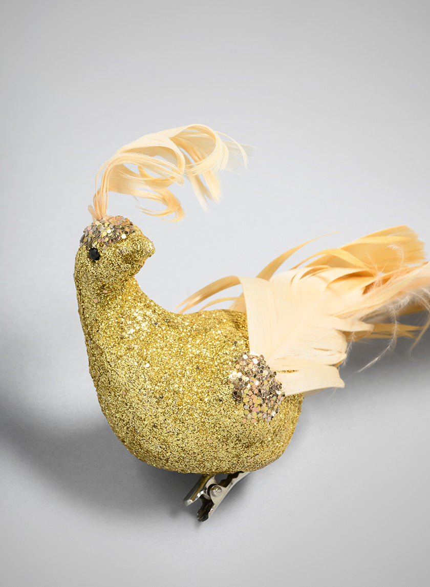 12in Long Fancy Gold Peacock Ornament, Case of 6 – Jamali Garden
