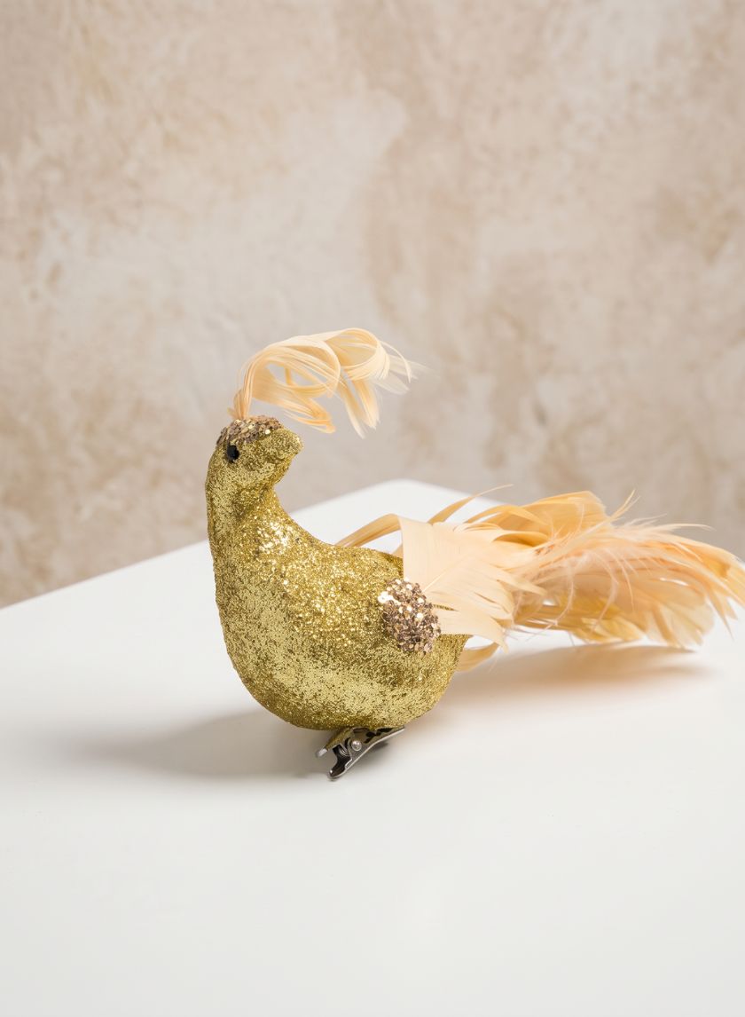 12in Long Fancy Gold Peacock Ornament, Case of 6 Decor Jamali Garden