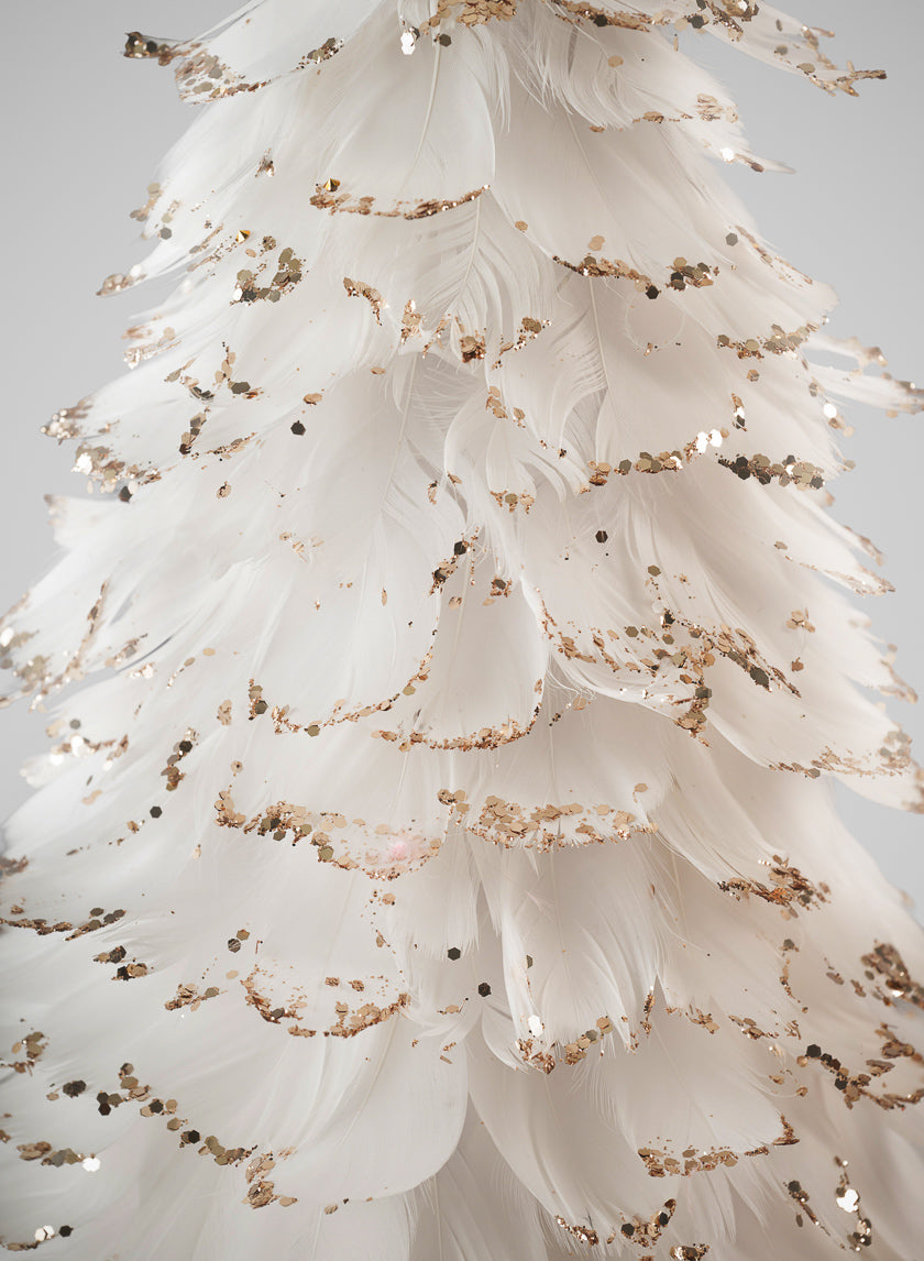 18in Tall White Gold Tip Feather Tree Decor Jamali Garden