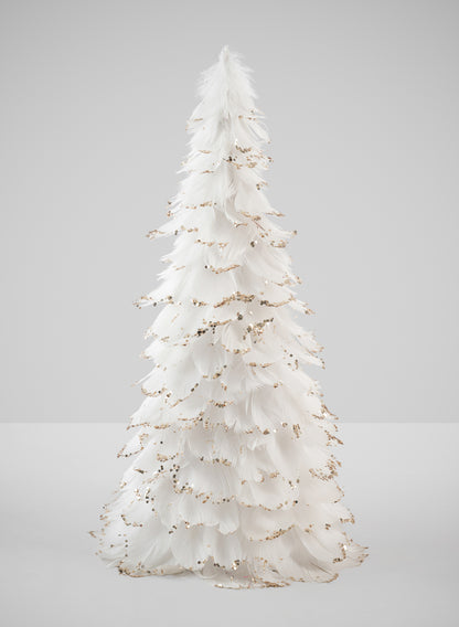 18in Tall White Gold Tip Feather Tree Decor Jamali Garden