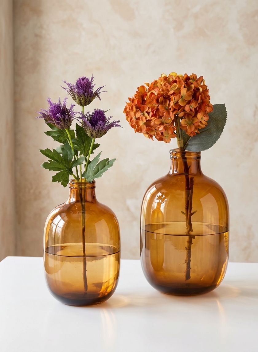 Mesquite Amber Bottle Vase Decor Jamali Garden