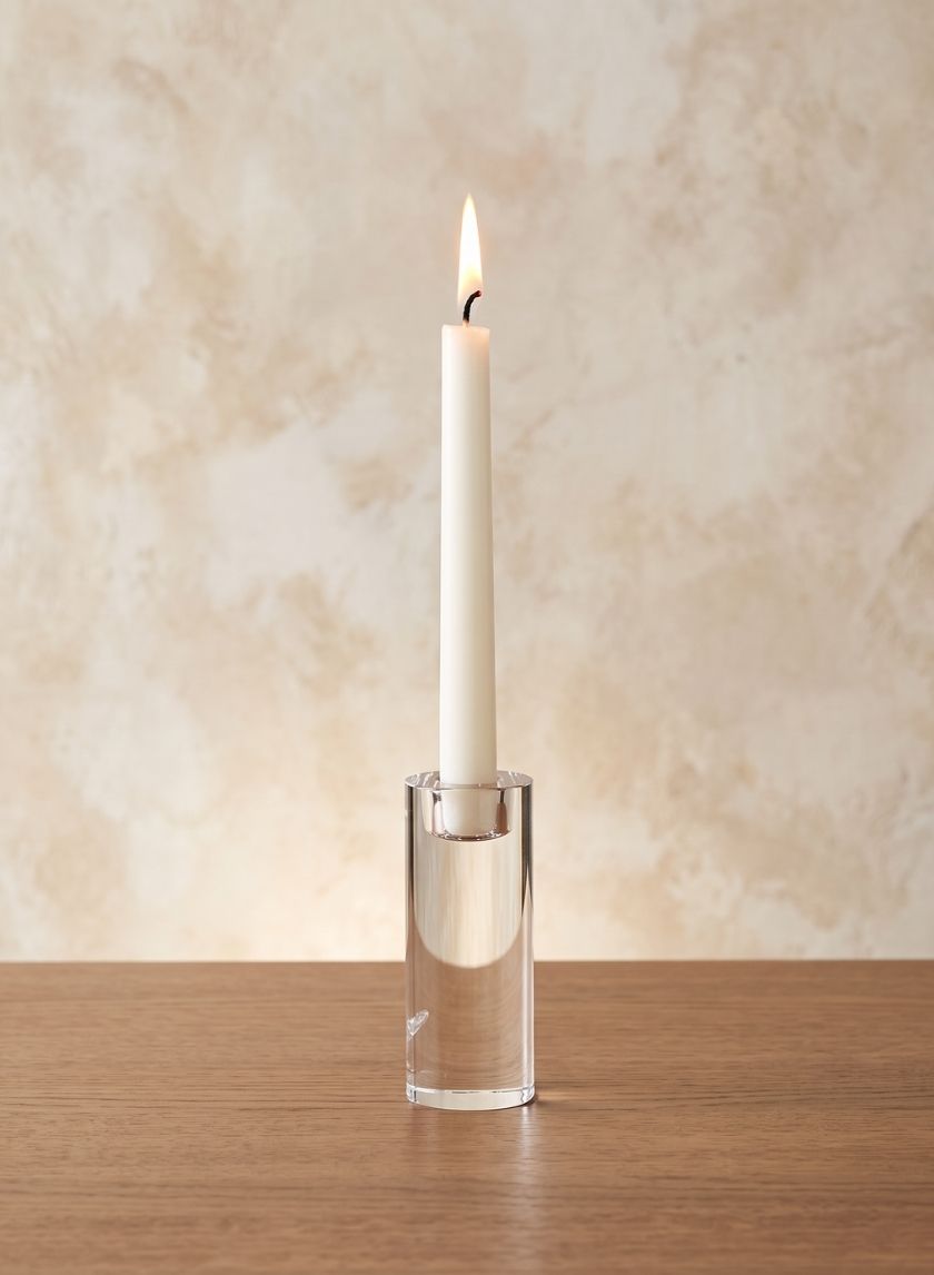 5in Tall Round Crystal Block Taper Candle Holder Decor Jamali Garden