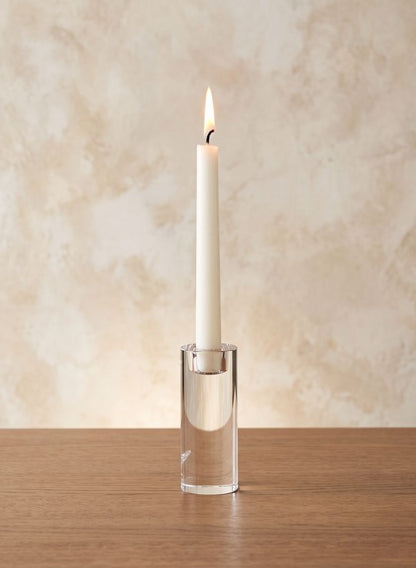 5in Tall Round Crystal Block Taper Candle Holder Decor Jamali Garden