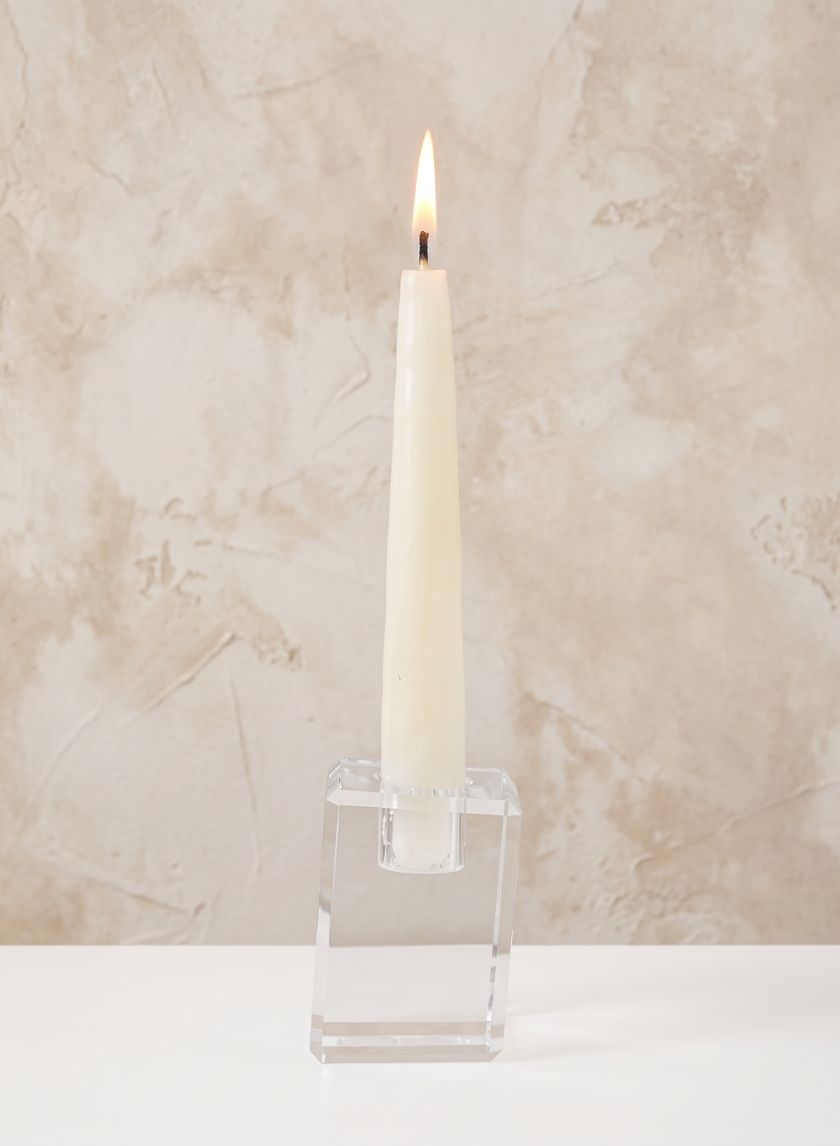 2in Tall Luxe Crystal Block Taper Glass Holder Decor Jamali Garden