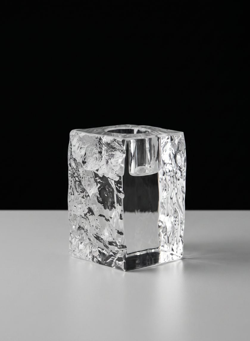 2.75in Tall Ice Block Taper Glass Holder