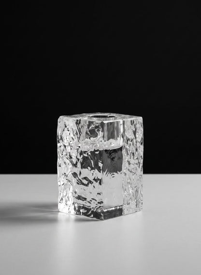 2.75in Tall Ice Block Taper Glass Holder