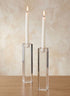 9in Tall Square Crystal Block Taper Glass Candle Holder Decor Jamali Garden