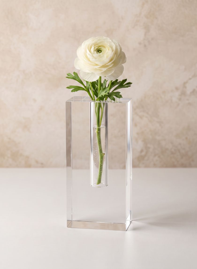 6in Tall Rectangle Crystal Glass Vase Decor Jamali Garden