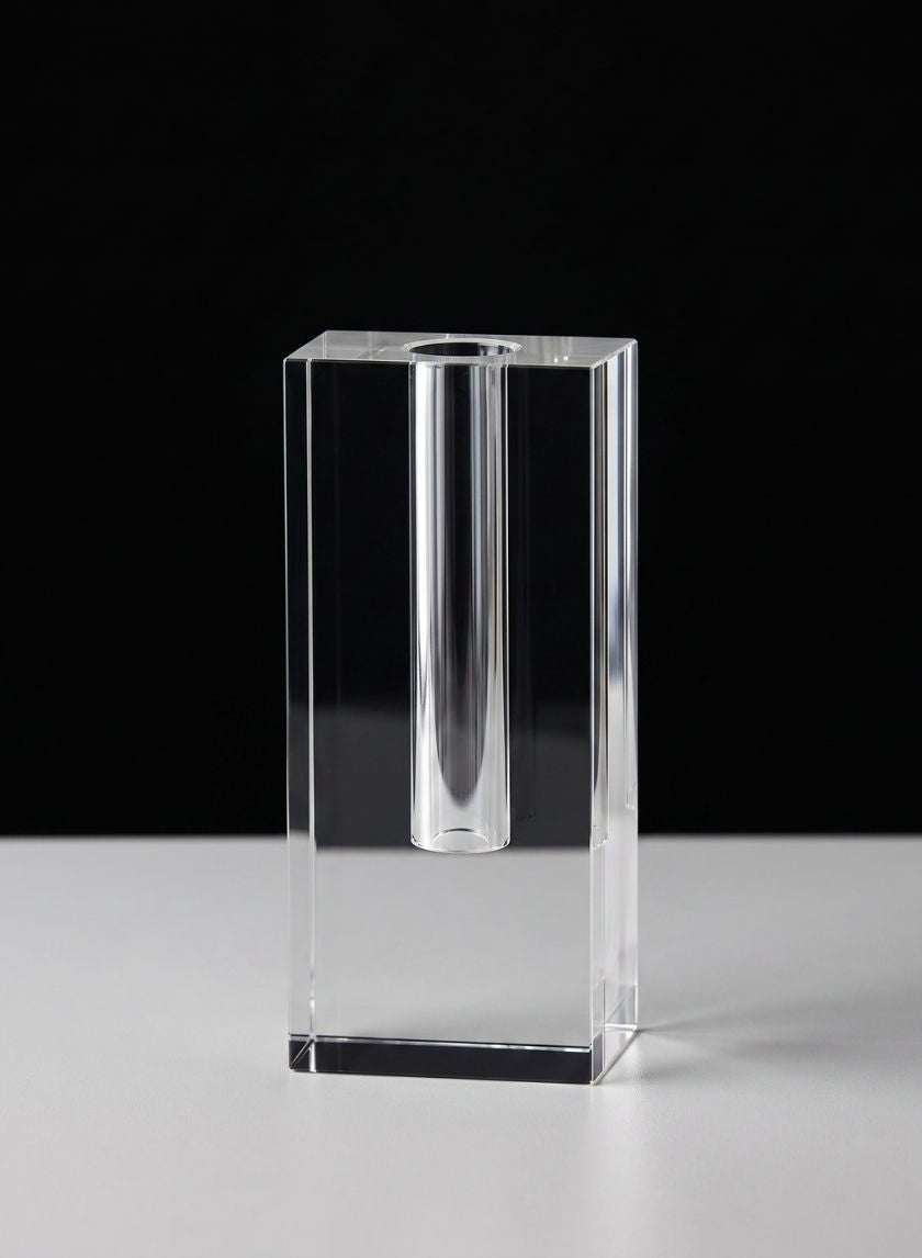 6in Tall Rectangle Crystal Glass Vase Decor Jamali Garden