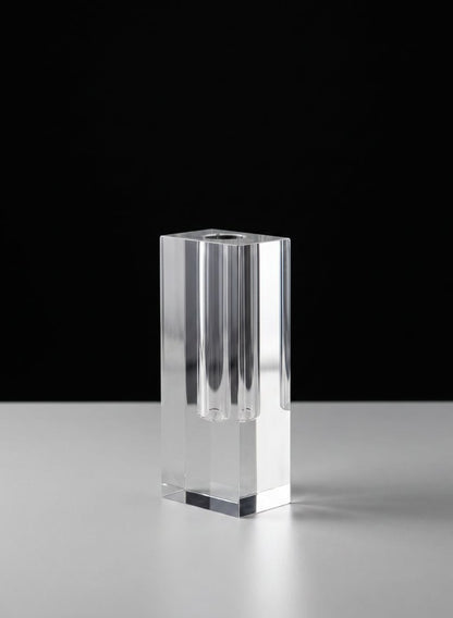 6in Tall Rectangle Crystal Glass Vase
