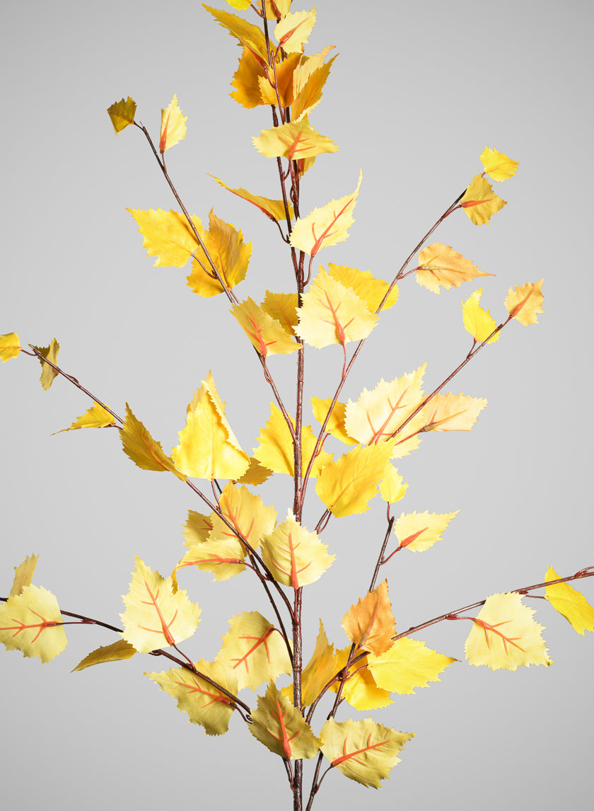51in Long Real Touch Yellow Leaf Birch Spray, Case of 12 Decor Jamali Garden