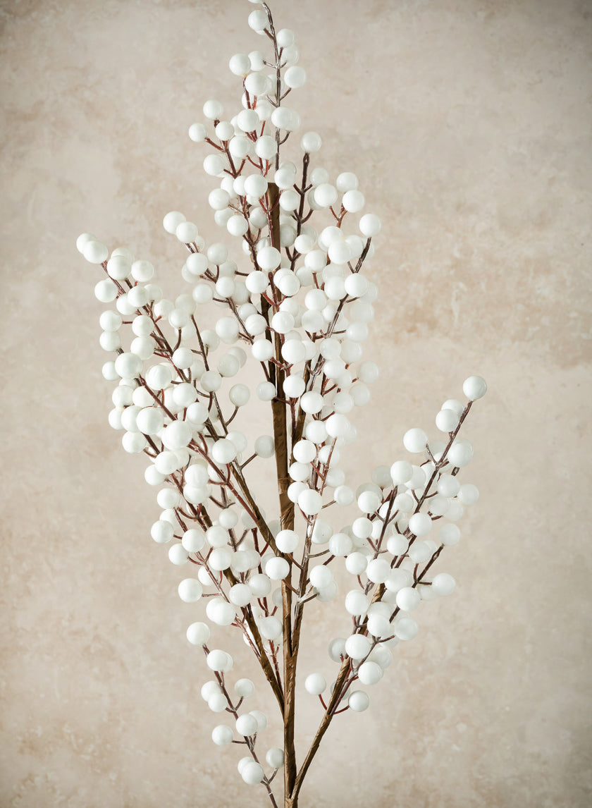 38in Long White Holly Berry Pick, Case of 12 Decor Jamali Garden