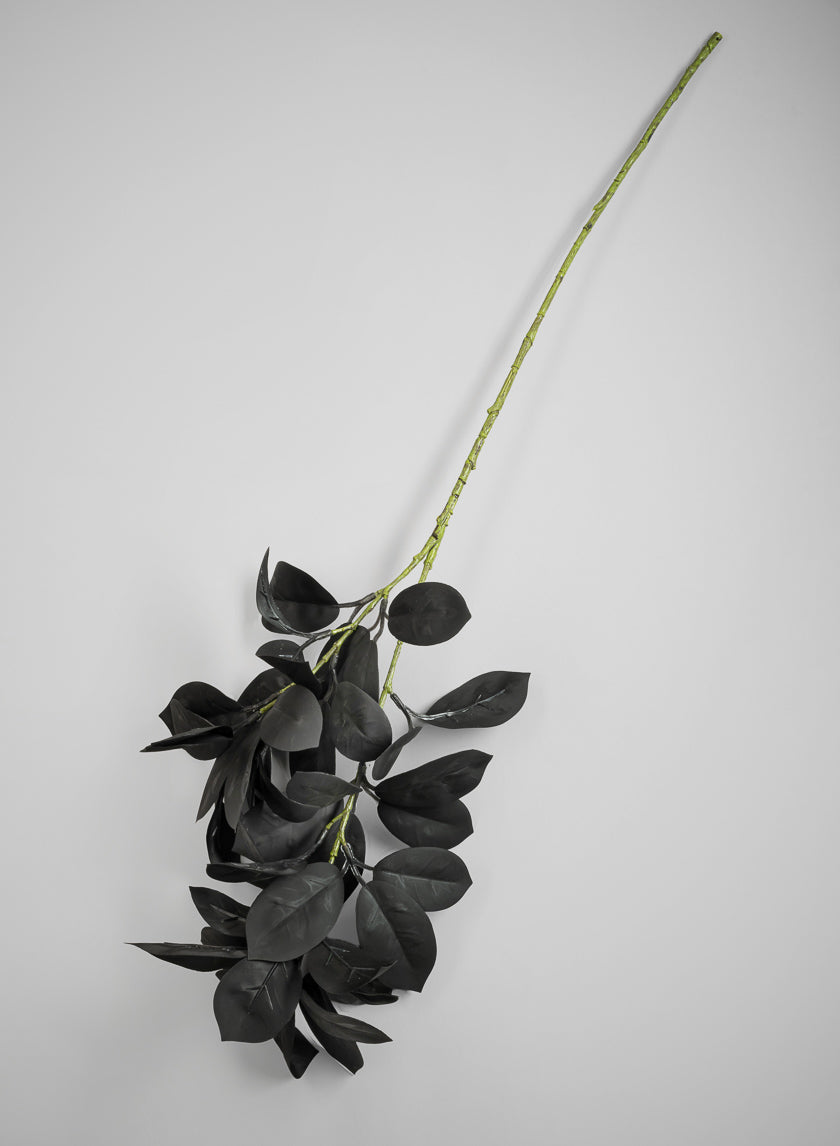 27in Long Black Rubber Fig Leaf Spray, Case of 12 Decor Jamali Garden