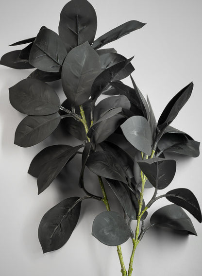 27in Long Black Rubber Fig Leaf Spray, Case of 12 Decor Jamali Garden