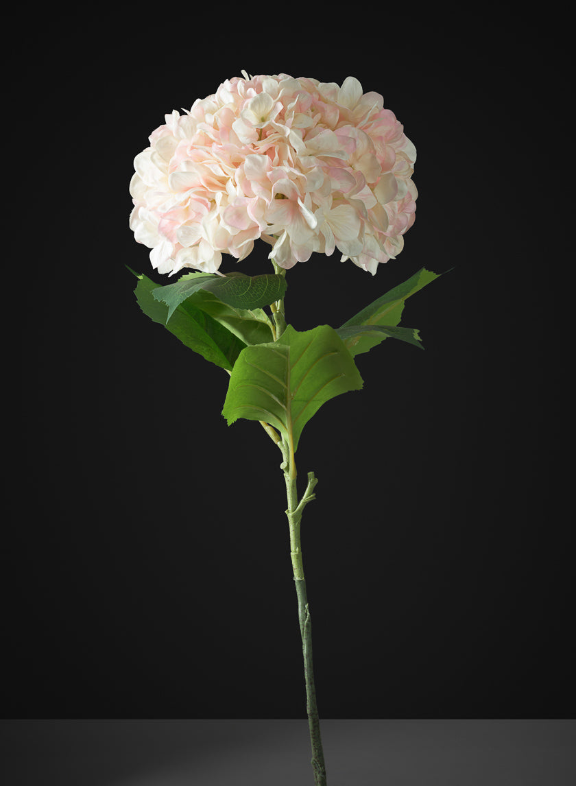 42in Long Light Pink Real Touch Mophead Hydrangea Stem, Case of 6