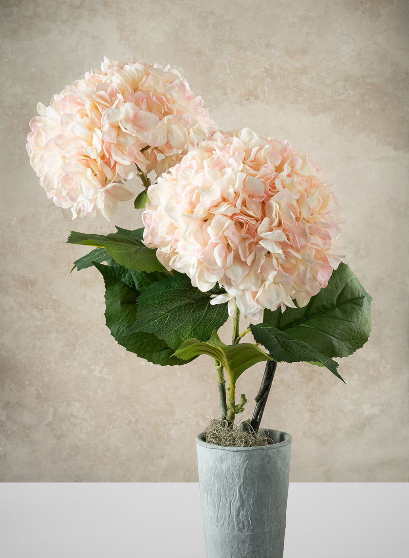 42in Long Light Pink Real Touch Mophead Hydrangea Stem, Case of 6