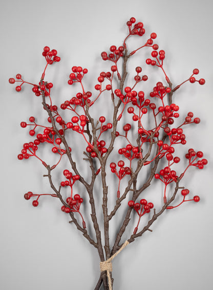 24in Long Red Winterberry Bunch, Case of 12 Decor Jamali Garden