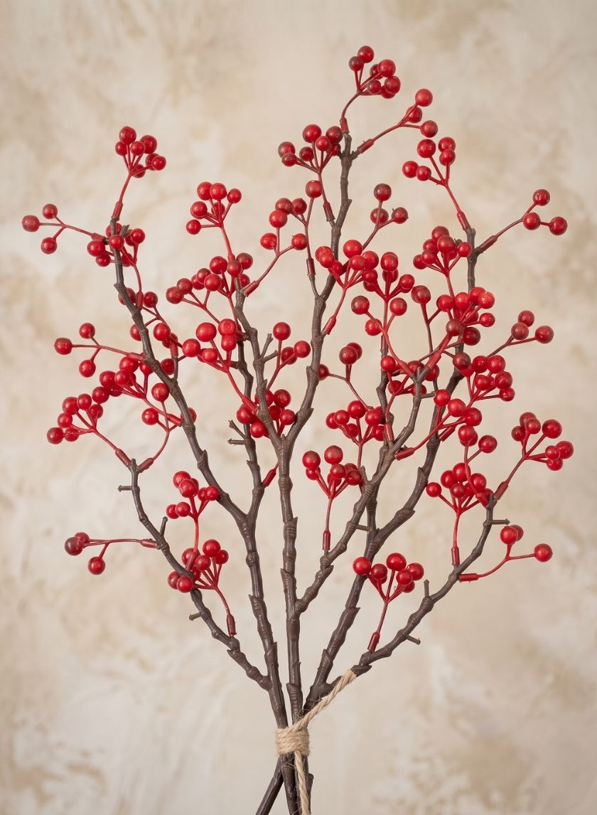 24in Long Red Winterberry Bunch, Case of 12 Decor Jamali Garden