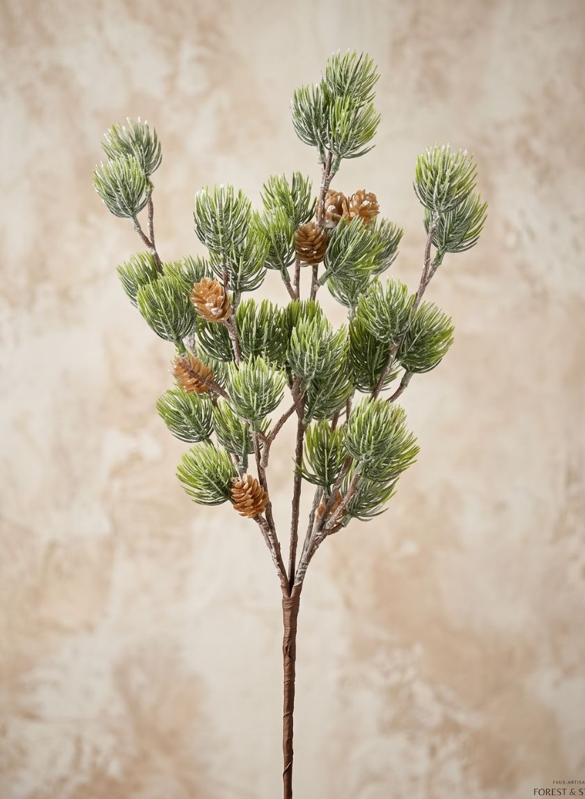 15in Long Cedar Bush x 5 Heads with Light Frost Decor Jamali Garden