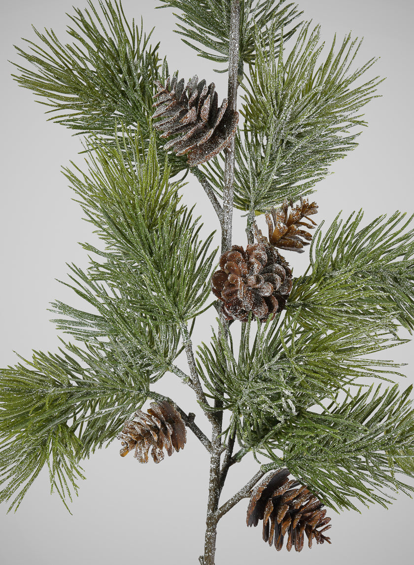 31in Long Frosted Pine Spray with Pinecones, Case of 6 Decor Jamali Garden