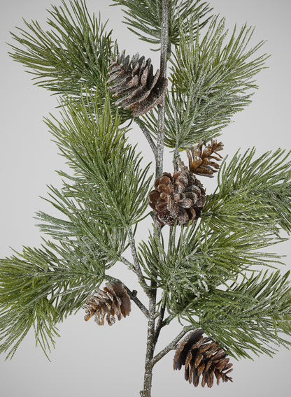 31in Long Frosted Pine Spray with Pinecones, Case of 6 Decor Jamali Garden