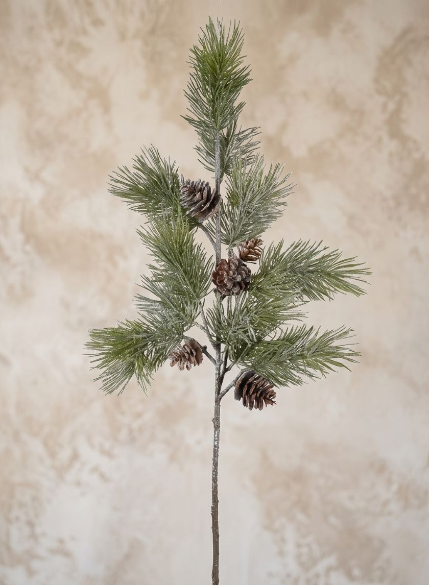 31in Long Frosted Pine Spray with Pinecones, Case of 6 Decor Jamali Garden