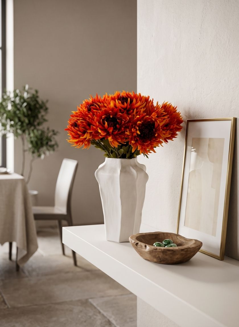 24in Tall Spider Chrysanthemum, Burned Orange, Case of 12 Decor Jamali Garden