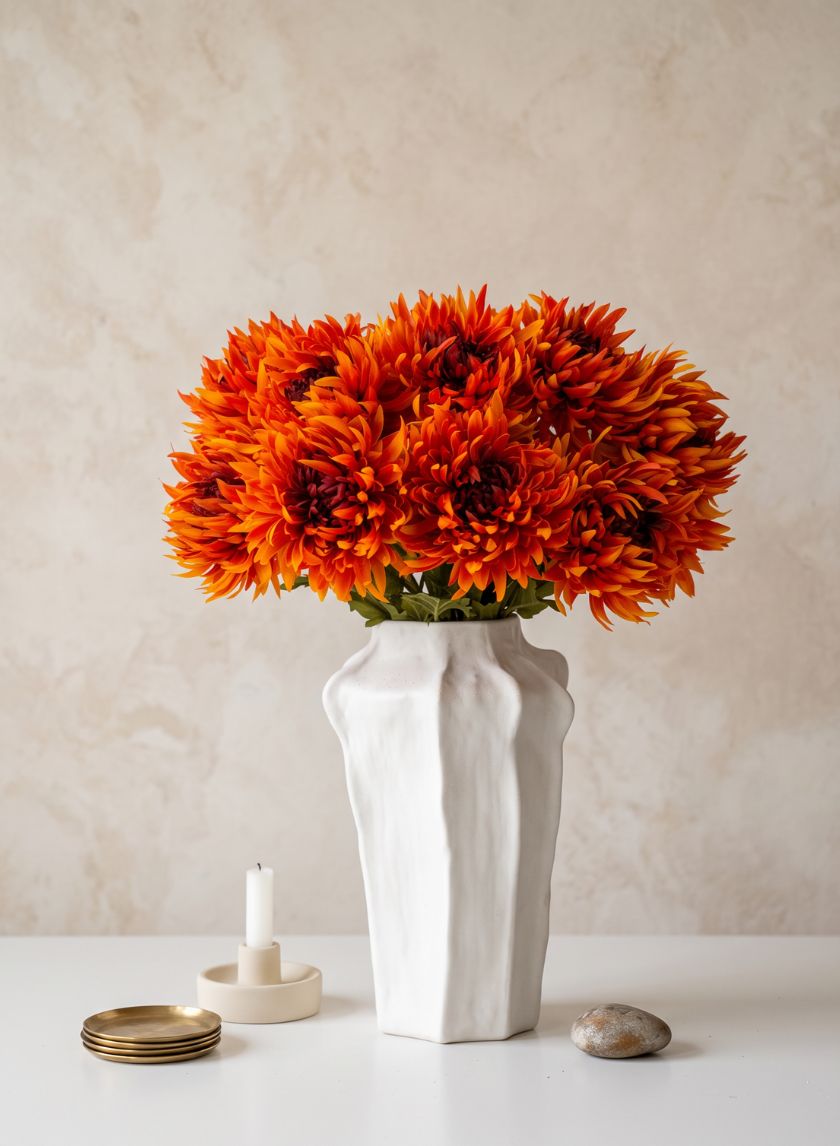 24in Tall Spider Chrysanthemum, Burned Orange