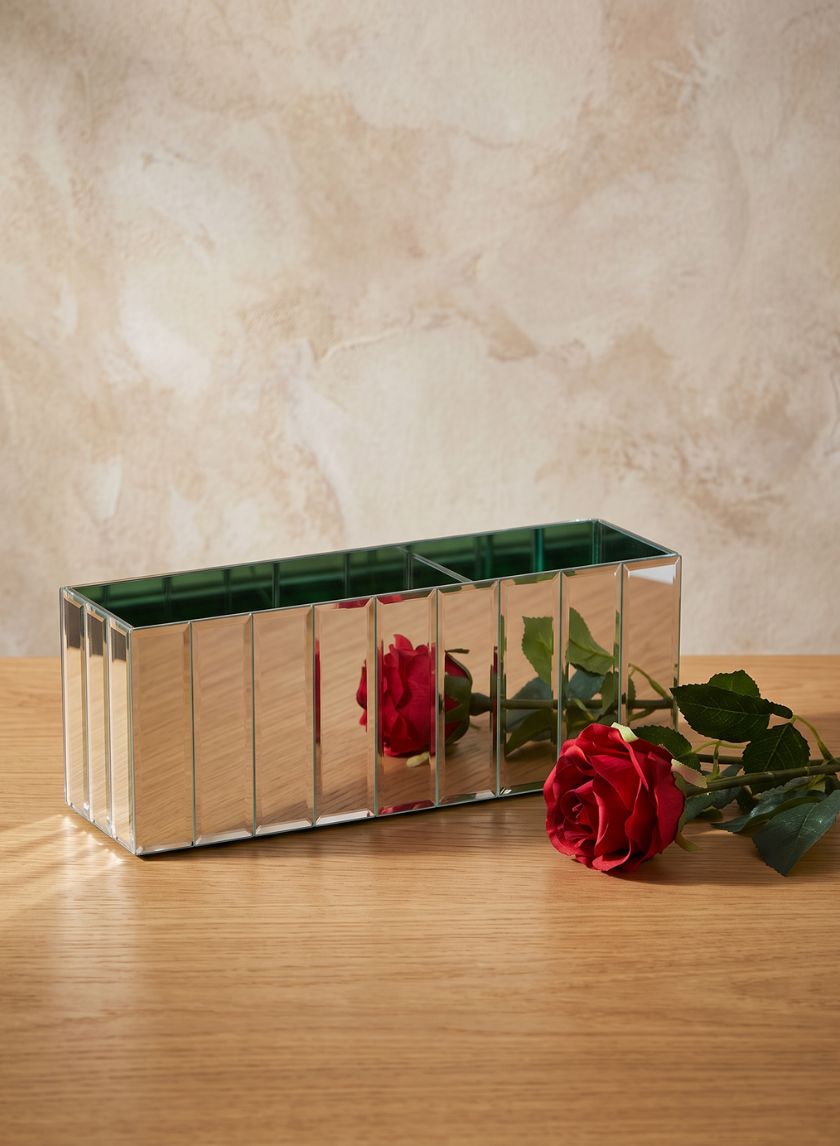15.75in Long Mirror Strips Rectangle Glass Vase Decor Jamali Garden