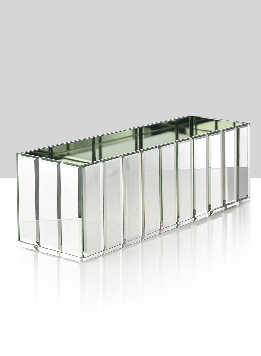 15.75in Long Mirror Strips Rectangle Glass Vase Decor Jamali Garden