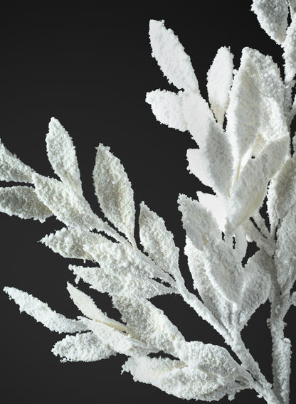 29in Long Snow Flocked Bay Leaf Spray, Case of 12 Decor Jamali Garden