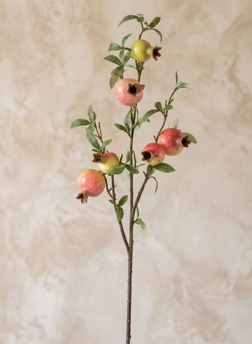 33in Tall Green Pomegranate Branch, Case of 12 Decor Jamali Garden