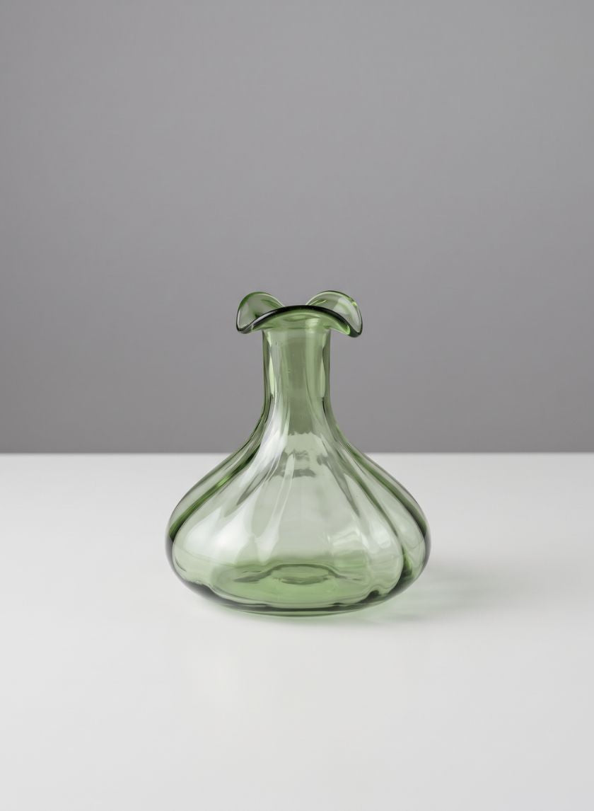 5in Tall Eloise Green Deco Glass Vase, Set of 4 Decor Jamali Garden