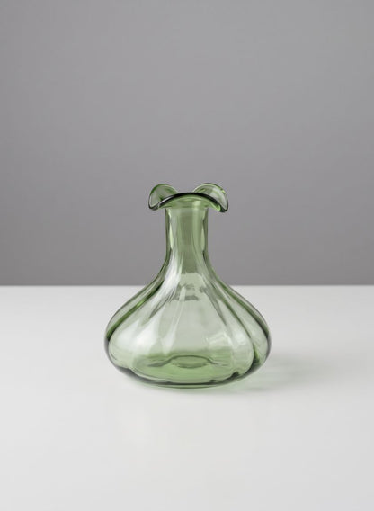 5in Tall Eloise Green Deco Glass Vase, Set of 4 Decor Jamali Garden
