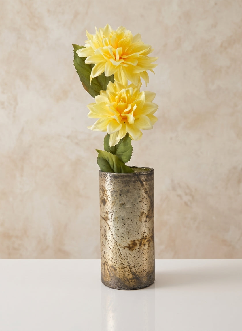 8.5in Tall Avignon Matte Silver Glass Cylinder