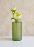 8.5in Tall Puebla Mexican Green Frost Glass Cylinder Decor Jamali Garden